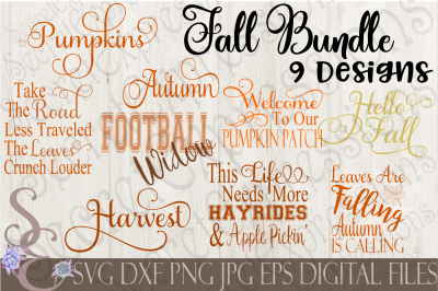 Fall Bundle SVG set of 9 designs