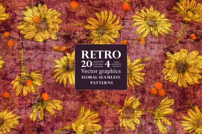 20 Retro patterns with chamomile