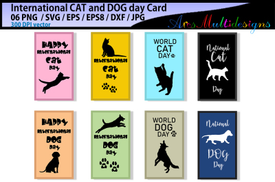 International CAT day / International DOG day / vector cards