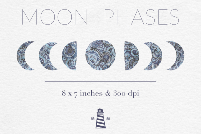 Moon Phases Clipart, Lunar Graphics