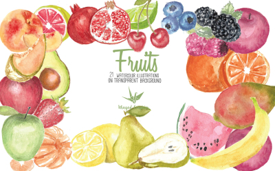 Fruites: 21 watercolor illustrations 