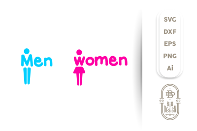 SVG Cut File:  Bathrom Sign, Men and Women, Toilet sign