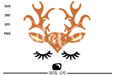 Reindeer Face SVG / DXF / EPS / PNG Files