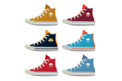 Different colors of teenage sport sneakers