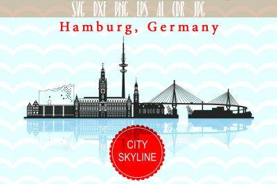 Hamburg SVG vector skyline City in Germany