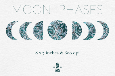 Waning Moon Clipart, Lunar Graphics