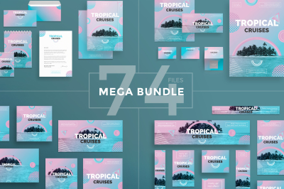 Design templates bundle | flyer, banner, branding | Tropical Travel