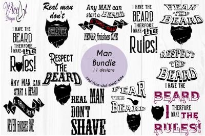 Man Bundle, Hipster Beard quote svg,