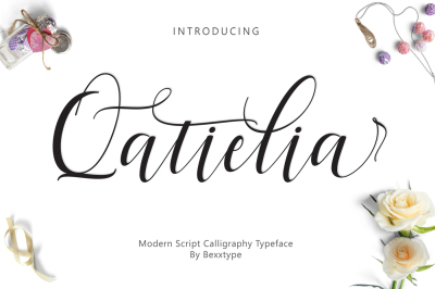 Qatielia Script | 3 Font + Bonus