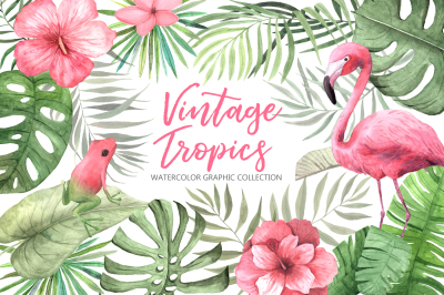 Watercolor Vintage Tropical Set