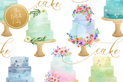 Watercolor Layered Wedding Cake Clipart