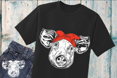 Pig Head whit Bandana SVG pigs western Farm  903S