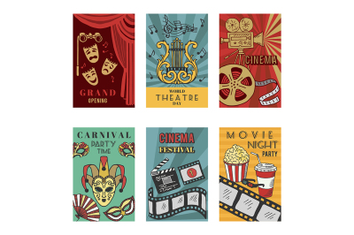 Posters design set with theatre and cinema symbols