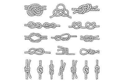 Illustrations of different nautical knots and nodes