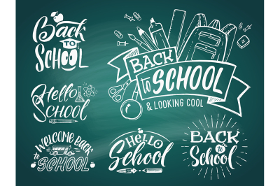 Vintage emblem set for school and university. Welcome to school