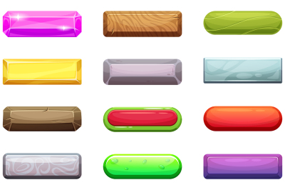 Different horizontal cartoon buttons for game design