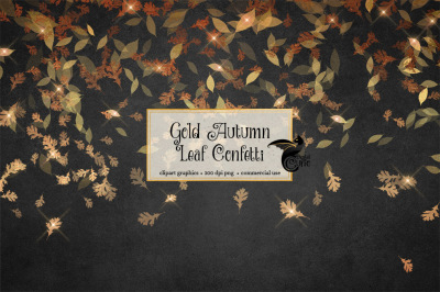 Gold Autumn Leaf Confetti Overlays