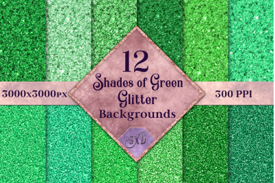 Shades of Green Glitter - 12 Background Images