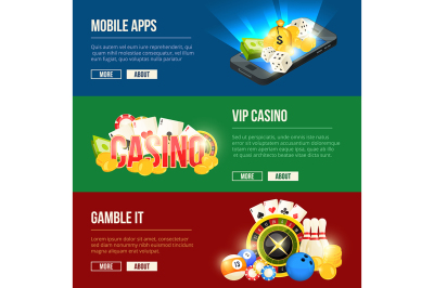 Colorful icons set of different casino entertainments