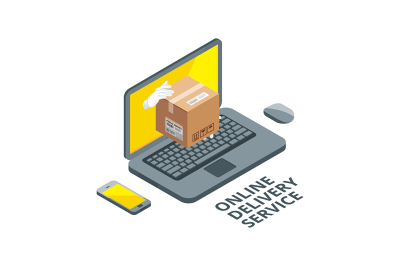 Isometric concept picture of online delivery