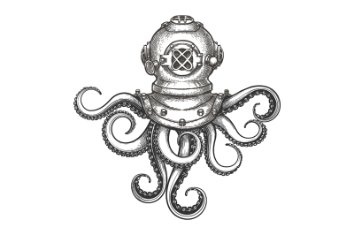 Octopus in Diving Helmet