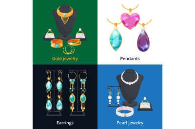 Jewelry shop with different luxury accessories