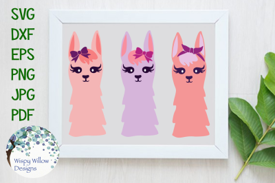 Girly Llama Set SVG/DXF/EPS/PNG/JPG/PDF