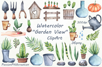 Watercolor garden clipart