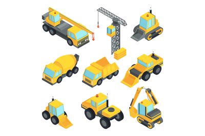 Different technic for construction. Isometric cars