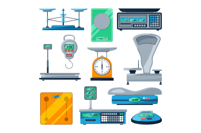 Vector set of different types of scales