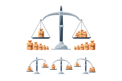 Scales calibration tools. Different weights for scales isolated