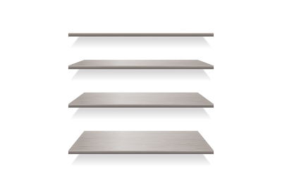 Gray wood shelves with shadows