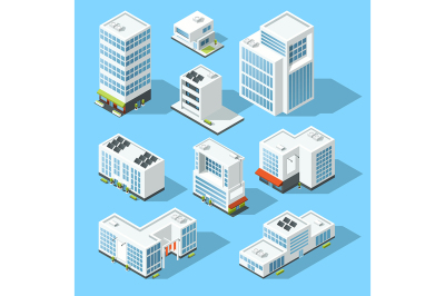 Isometric industrial buildings, offices and manufactured houses