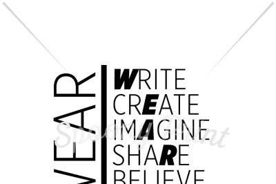 Wear Create Write Image Share Believe your story