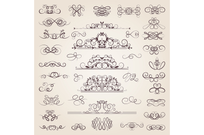 Vector set of decorative classical swirls and strokes