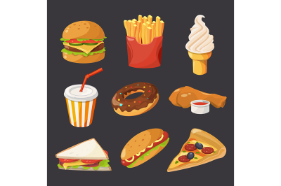 Fast food illustration in cartoon style.