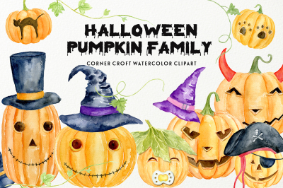 Halloween pumpkin family clipart