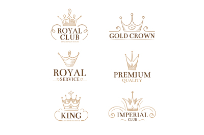 Vintage princess vector labels and logos with crowns