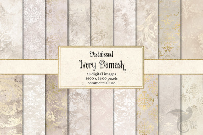 Distressed Ivory Damask Textures