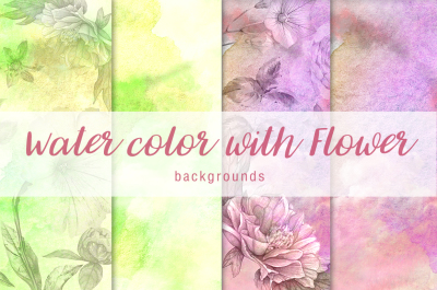 Water color with flower background Vol.4