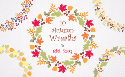 Autumn wreaths. Vector clip art.