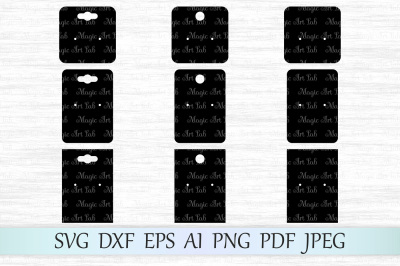Earring cards SVG, Display cards cut file, Earrings cards DXF, PNG
