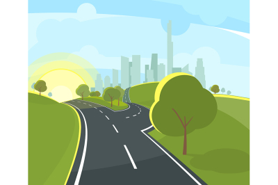 Vector illustration of panoramic urban landscape 