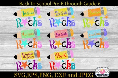 SVG, Dxf, Eps & Png Back to School All Grade Bundle