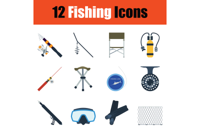 Fishing icon set