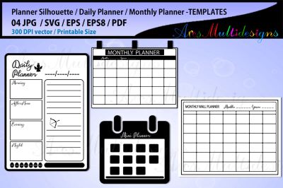Daily Planner svg bundle / Daily Planner printable vector / Monthly pl