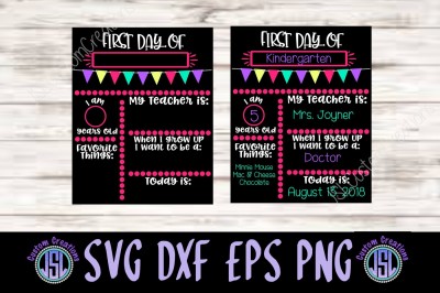 First Day of School Sign Girl Template SVG DXF EPS PNG Digital File 