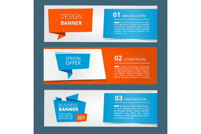 Three horizontal banners with abstract modern background 