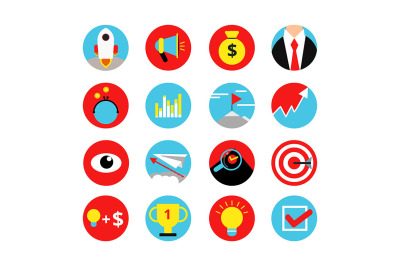 Concept retro icon set of business startup