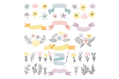 Floral vector decorative elements